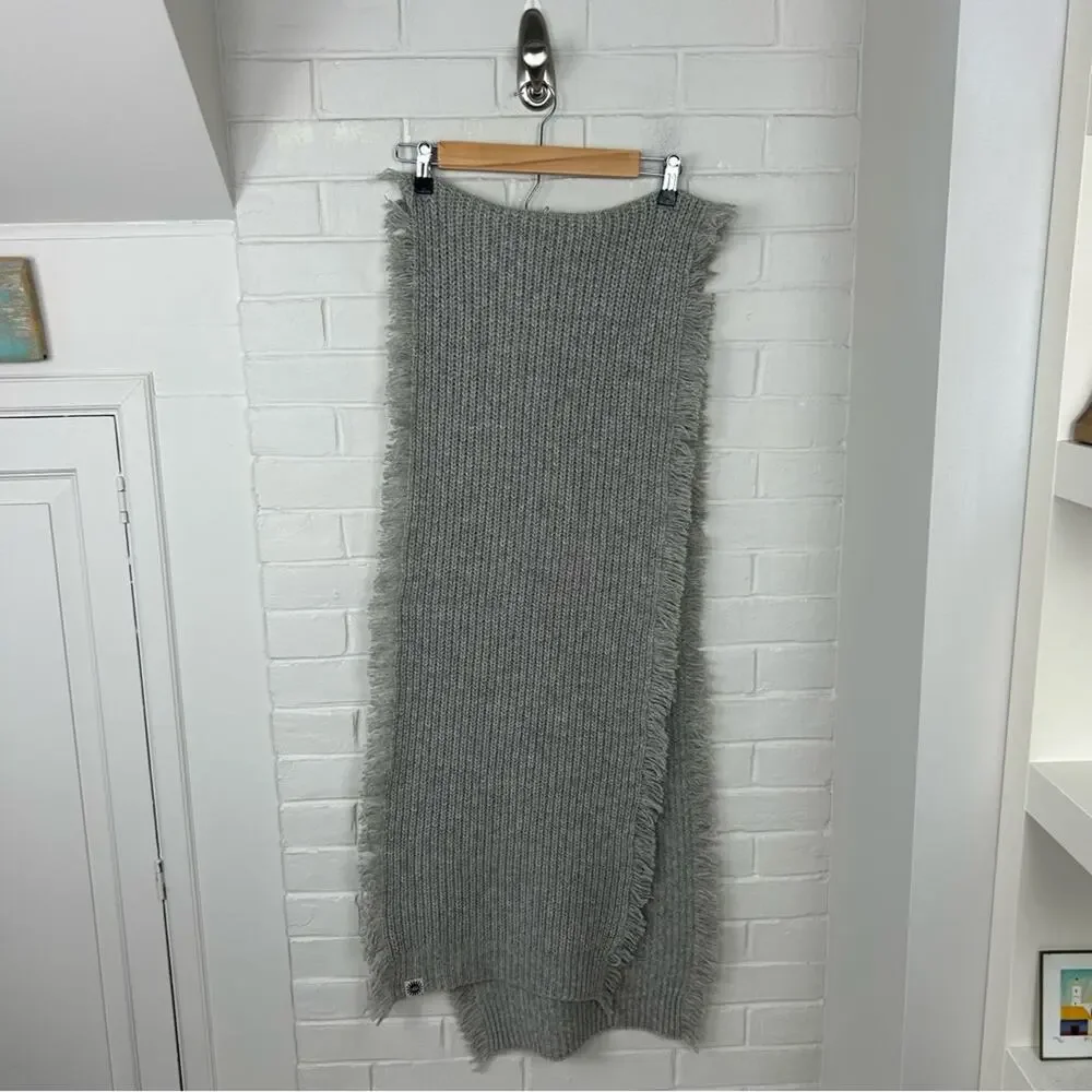 UGG Grey Knit Chunky Oversized Fringe Scarf OS